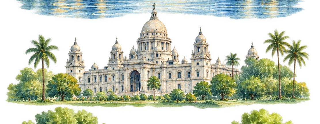 Ilustración en acuarela: victoria memorial