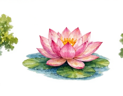 Ilustración en acuarela: loto