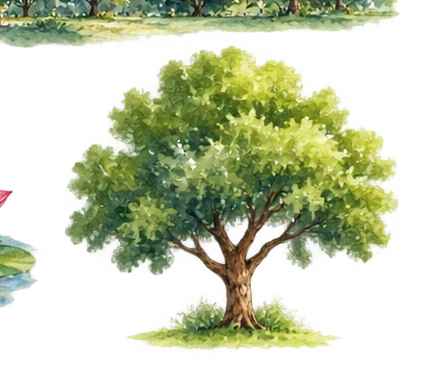 Ilustración en acuarela: arbol derecho